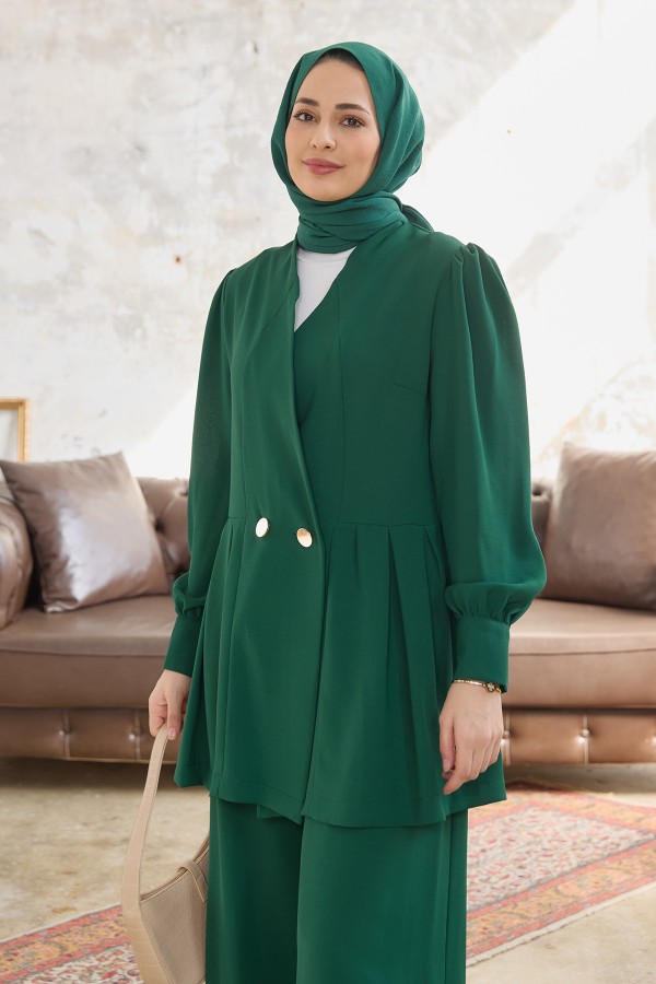 Linda Ceket Pantolon Takım - Zümrüt