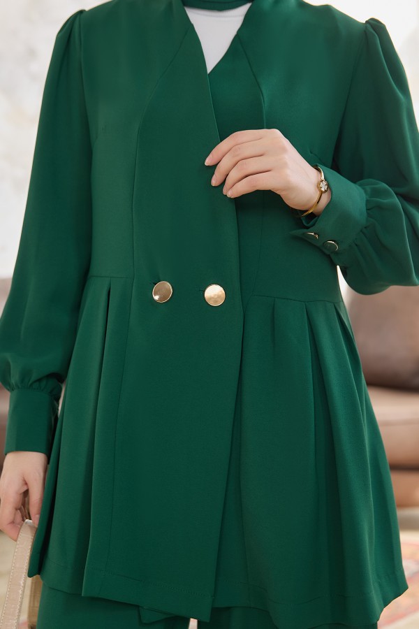 Linda Ceket Pantolon Takım - Zümrüt