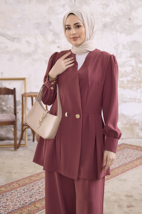 Linda Ceket Pantolon Takım - Gül Kurusu