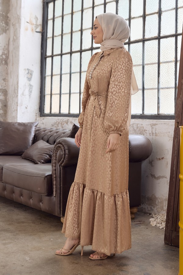 Liya Stone Jacquard Dress - Gold Liya Stone Jacquard Dress - Gold