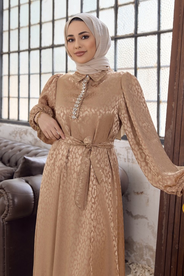Liya Stone Jacquard Dress - Gold Liya Stone Jacquard Dress - Gold