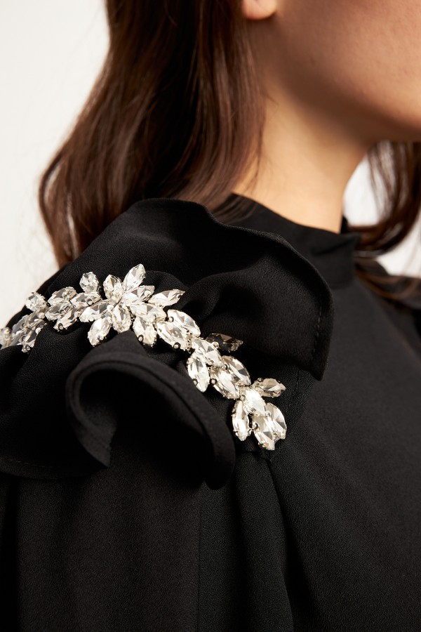 Layla Aksesuarlı Elbise - Siyah