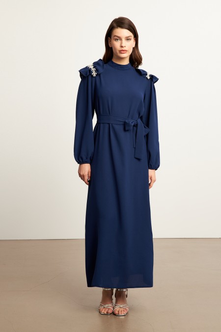 Layla Accessorized Dress - Indigo