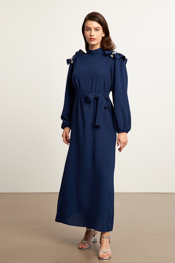 Layla Accessorized Dress - Indigo