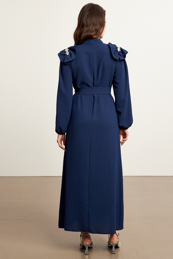 Layla Accessorized Dress - Indigo