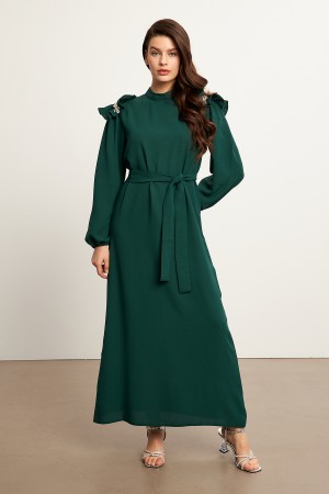 Layla Accessorized Dress - Emerald