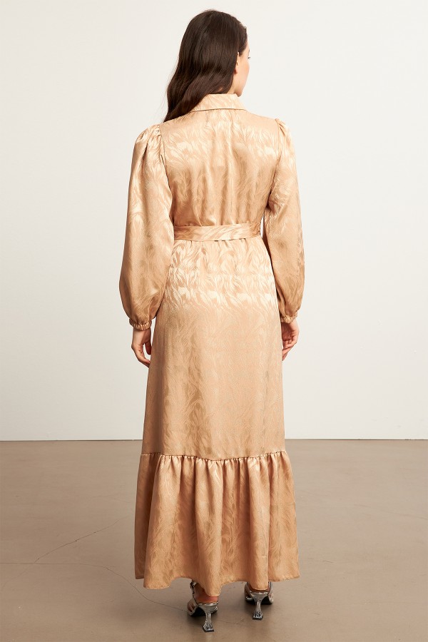 Royal Stone Jacquard Dress - Gold