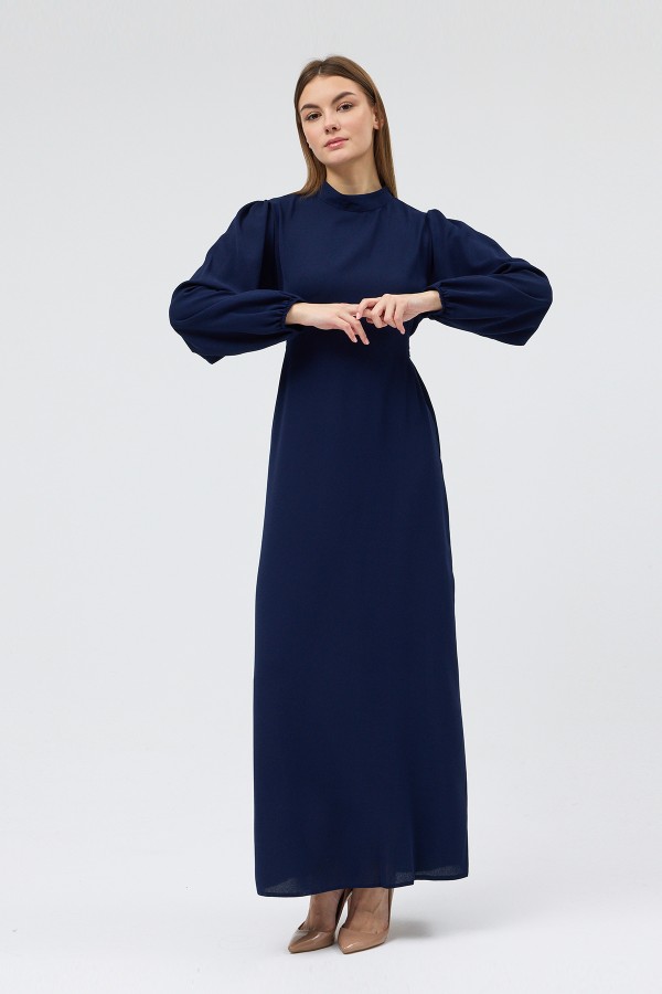 Nevra Kuşaklı Elbise - Lacivert