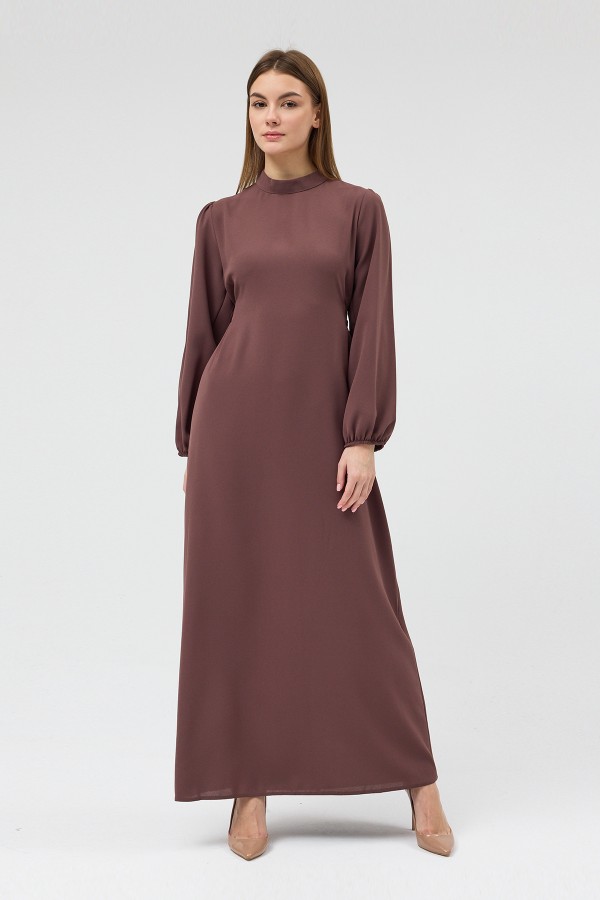 Nevra Kuşaklı Elbise - Vizon