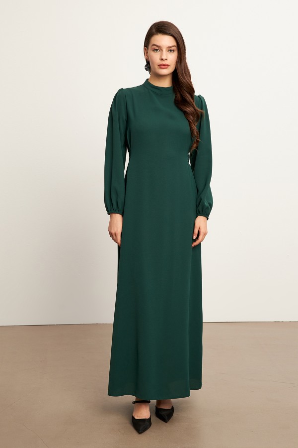 Nevra Kuşaklı Elbise - Zümrüt