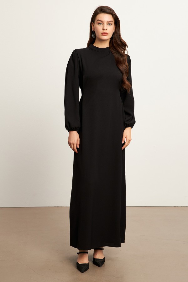 Nevra Kuşaklı Elbise - Siyah