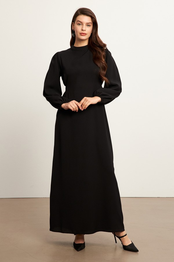 Nevra Kuşaklı Elbise - Siyah