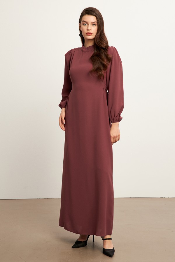 Nevra Kuşaklı Elbise - Gül Kurusu