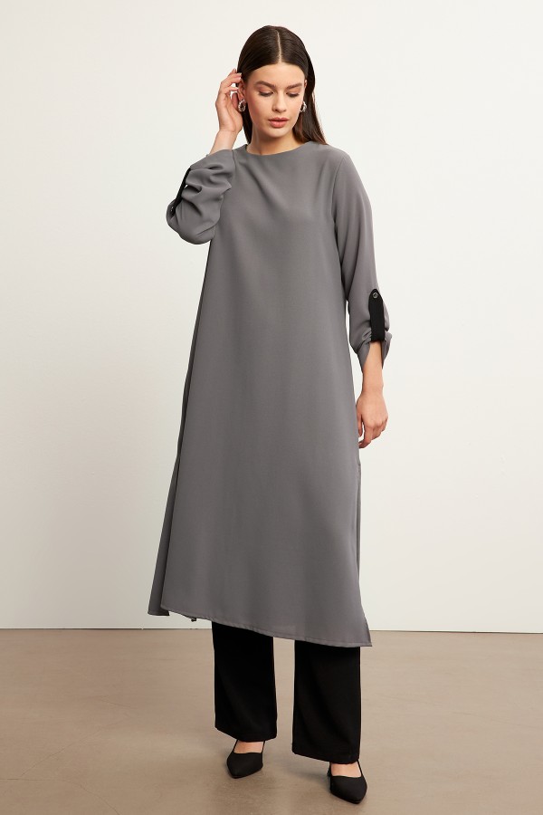 Afra Tunic Trousers Set - Gray