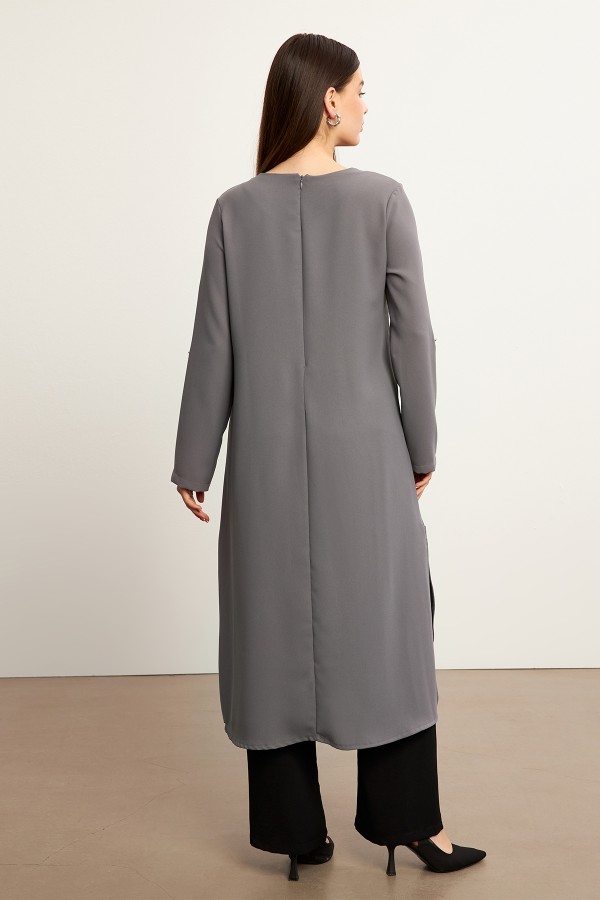 Afra Tunic Trousers Set - Gray