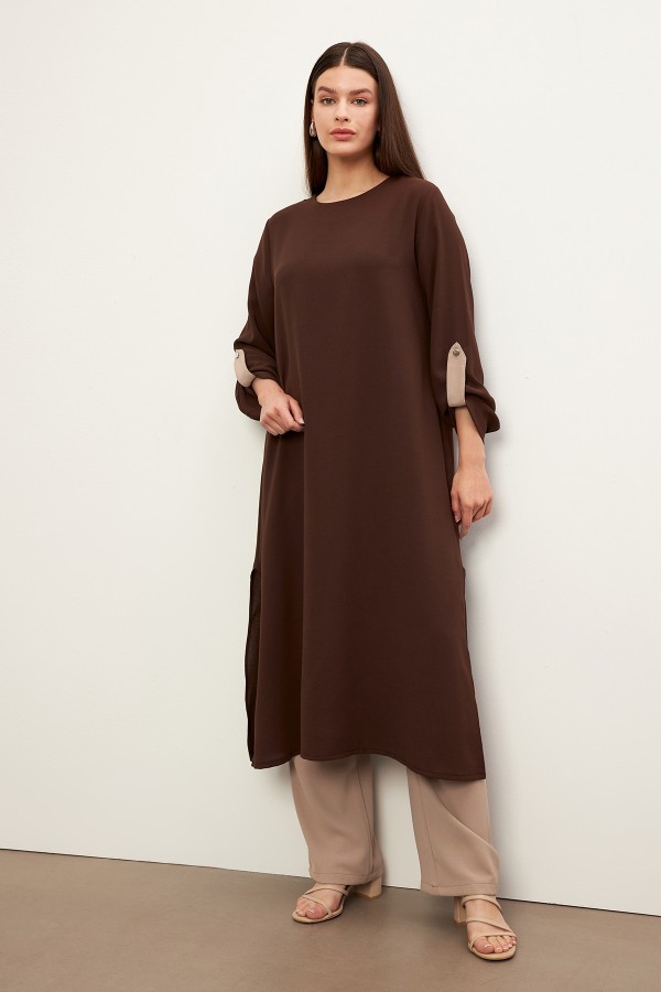 Afra Tunic Trouser Set - Brown