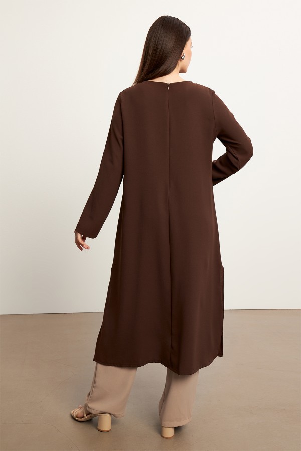 Afra Tunik Pantolon Takım - Kahve