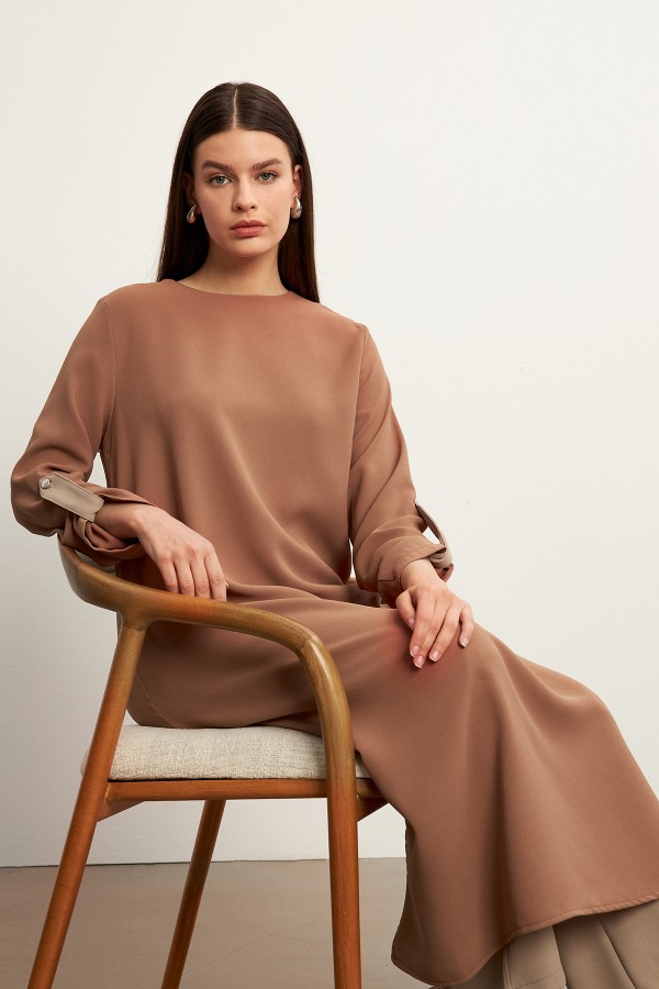 Afra Tunik Pantolon Takım - Camel