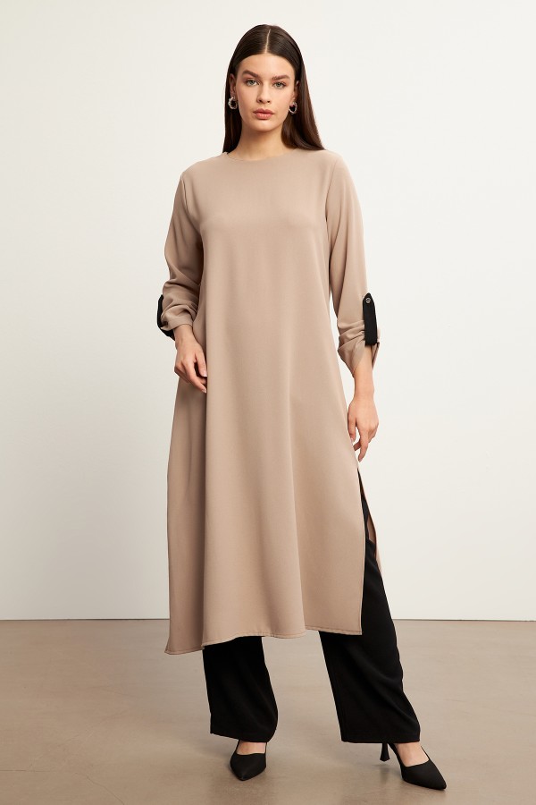 Afra Tunik Pantolon Takım - Bej