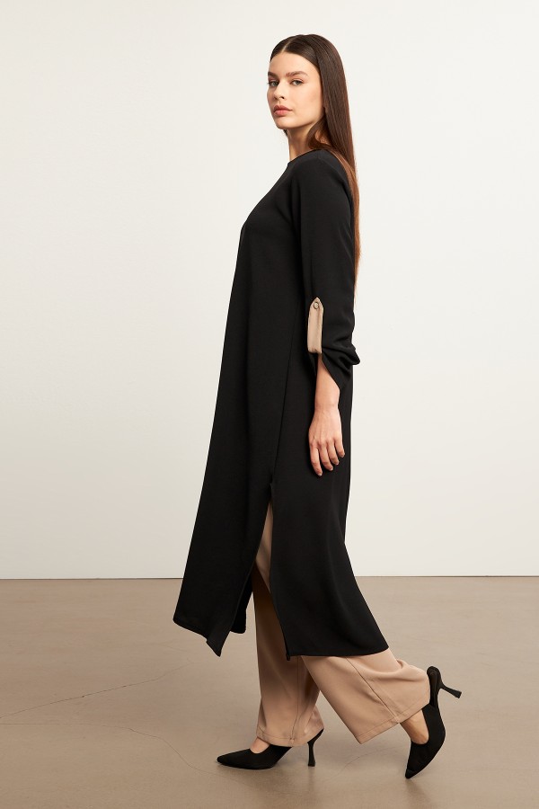 Afra Tunic Trousers Set - Black