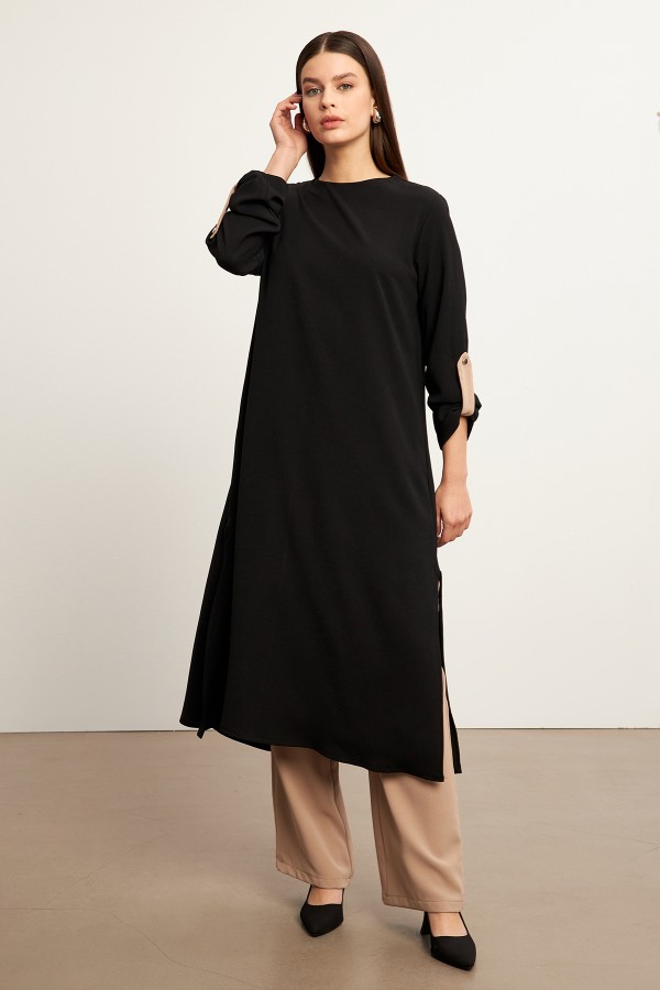 Afra Tunic Trousers Set - Black