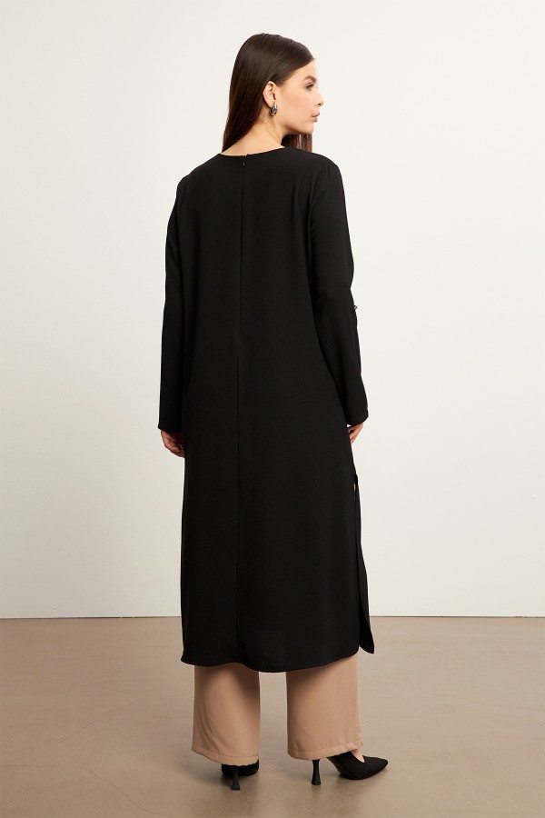 Afra Tunic Trousers Set - Black