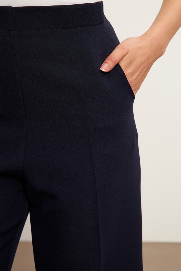 Beli Lastikli Bol Paça Pantolon - Lacivert