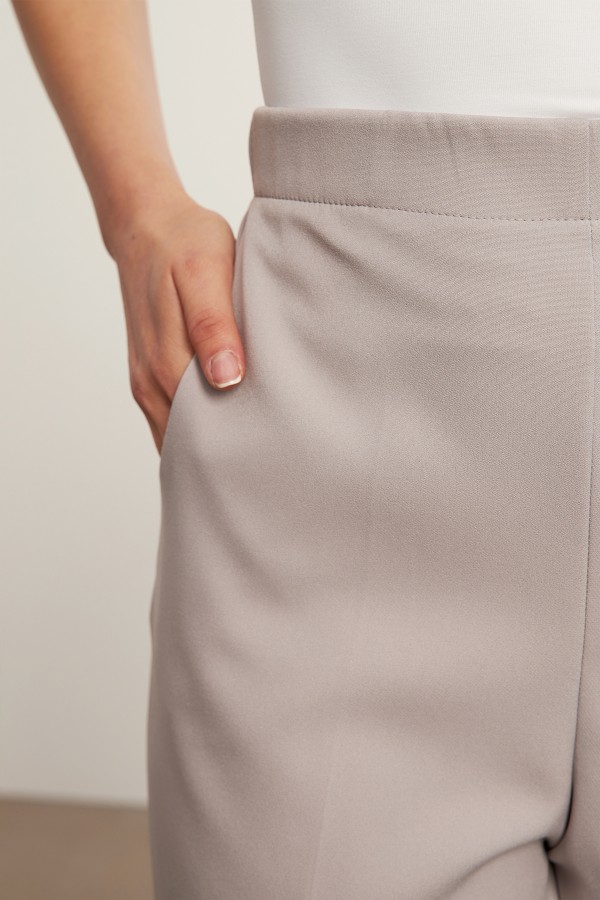 Beli Lastikli Bol Paça Pantolon - Gri
