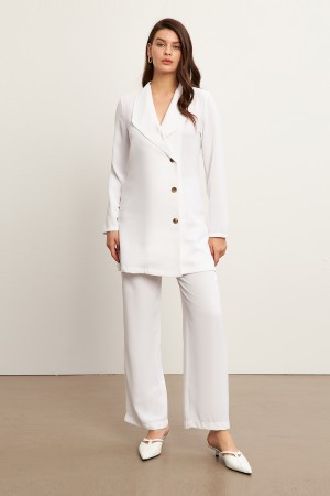 Liora Jacket Trousers Set - White