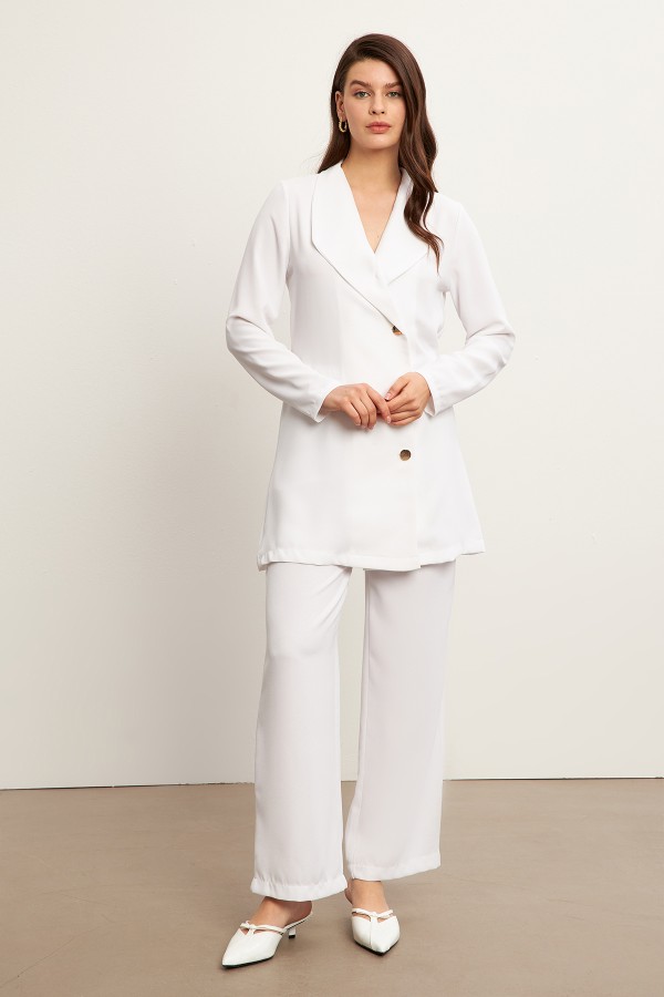 Liora Jacket Trousers Set - White