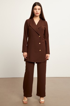 Liora Jacket Trousers Set - Brown