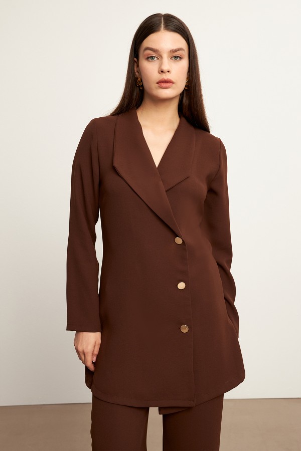 Liora Ceket Pantolon Takım - Kahve