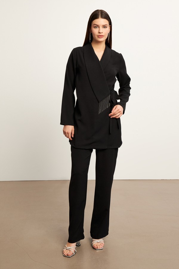 Chain Jacket Trousers Set - Black