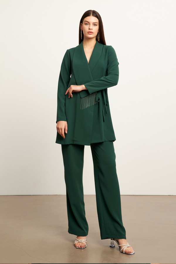 Zincirli Ceket Pantolon Takım - Zümrüt