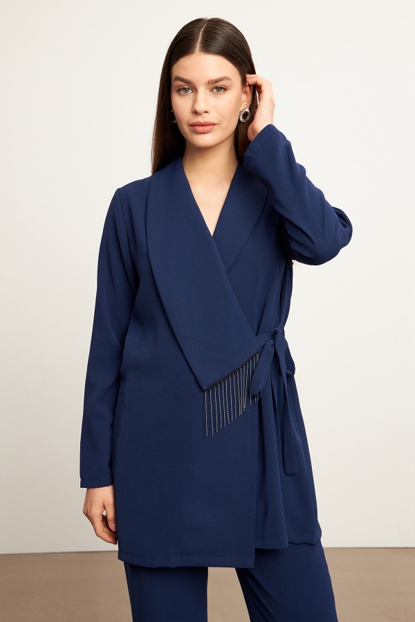 Zincirli Ceket Pantolon Takım - İndigo