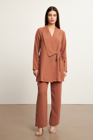 Chained Jacket Trousers Set - Camel