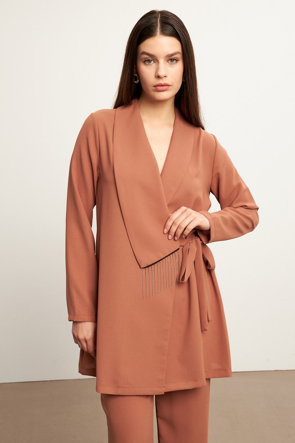 Zincirli Ceket Pantolon Takım - Camel