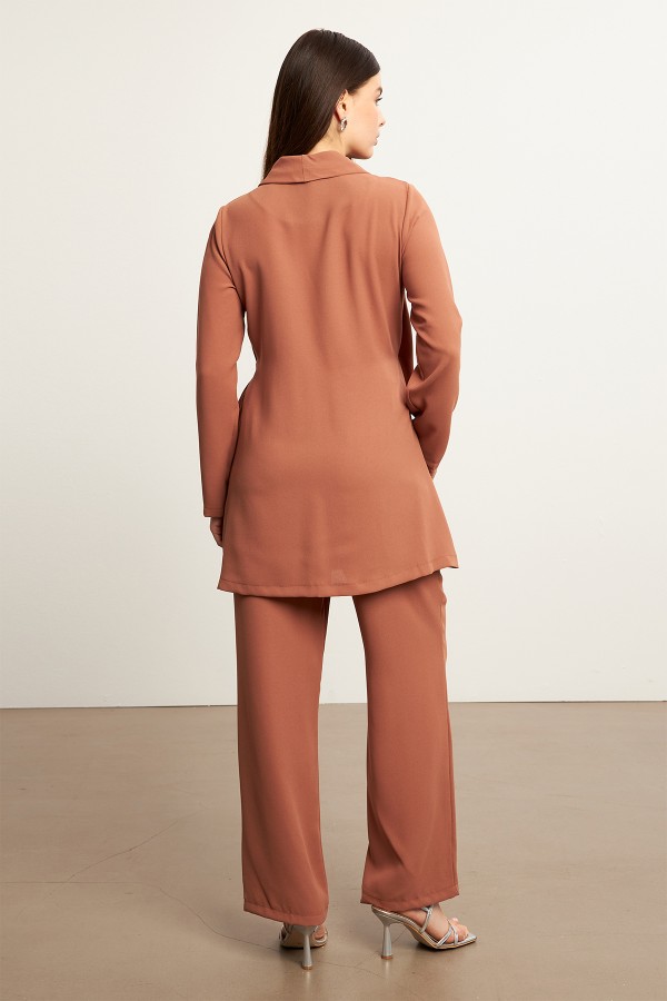 Zincirli Ceket Pantolon Takım - Camel