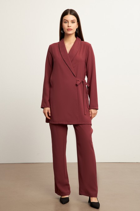 Biyeli Ceket Pantolon Takım - Gül Kurusu