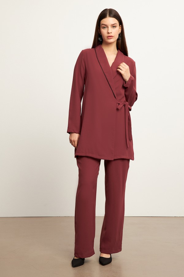 Biyeli Ceket Pantolon Takım - Gül Kurusu