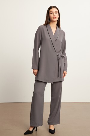 Piping Jacket Trousers Set - Gray