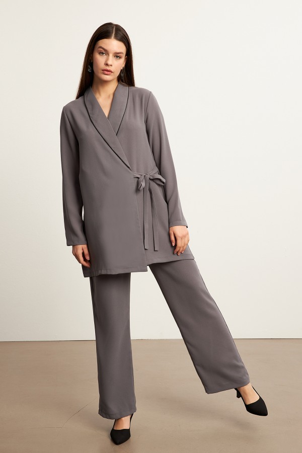 Piping Jacket Trousers Set - Gray