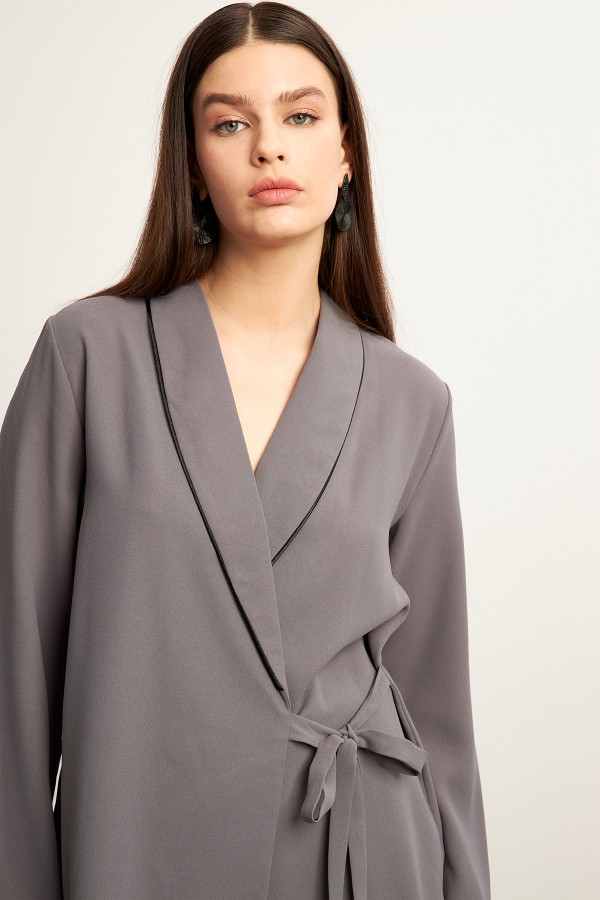 Biyeli Ceket Pantolon Takım - Gri