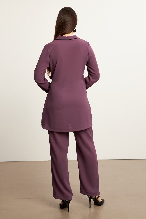 Biyeli Ceket Pantolon Takım - Leylak