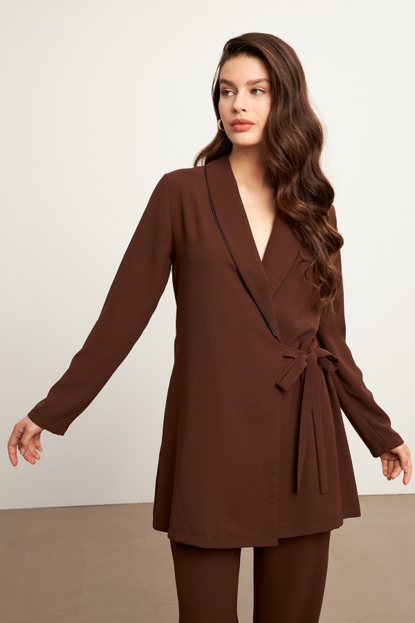 Biyeli Ceket Pantolon Takım - Kahve