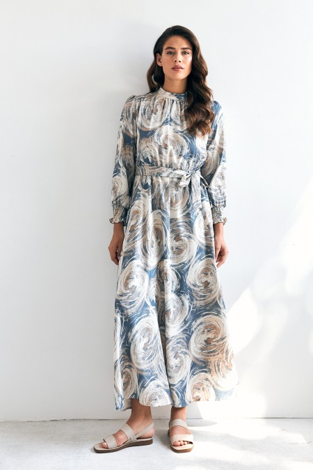 Rabella Desenli Elbise - İndigo