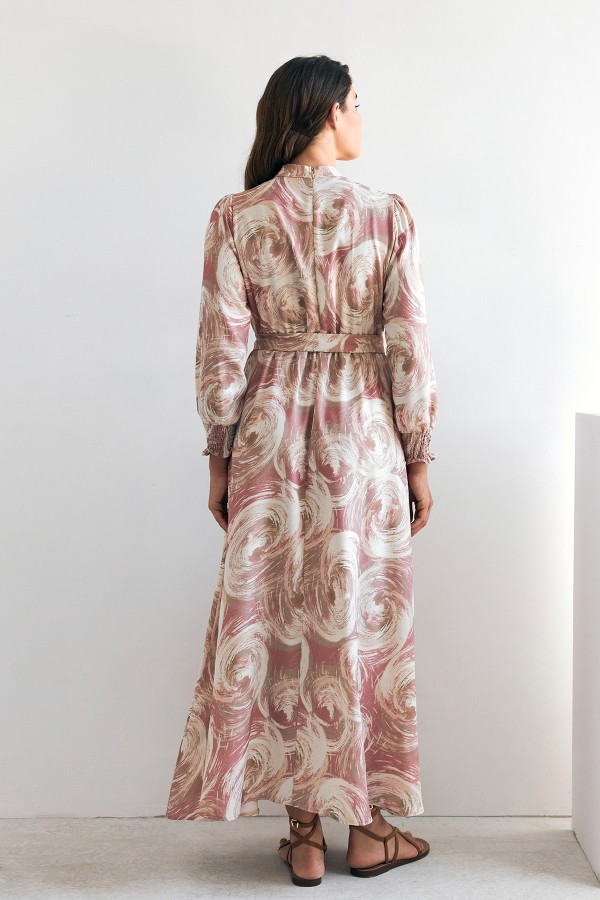 Rabella Patterned Dress - Dusty Rose