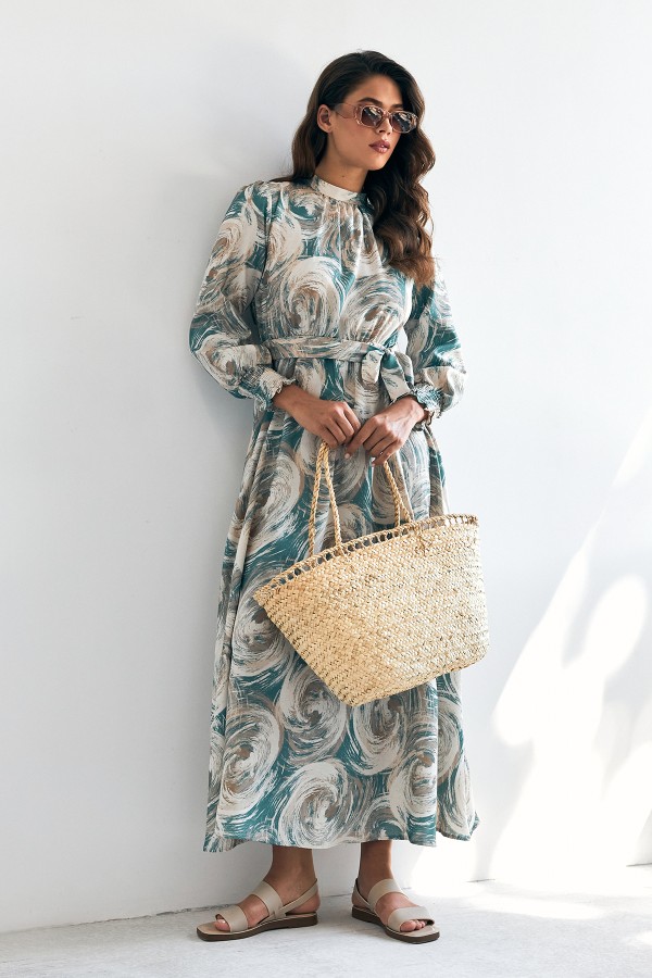 Rabella Desenli Elbise - Mint