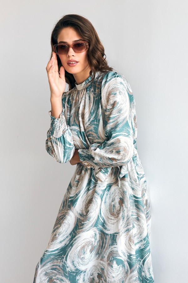 Rabella Desenli Elbise - Mint