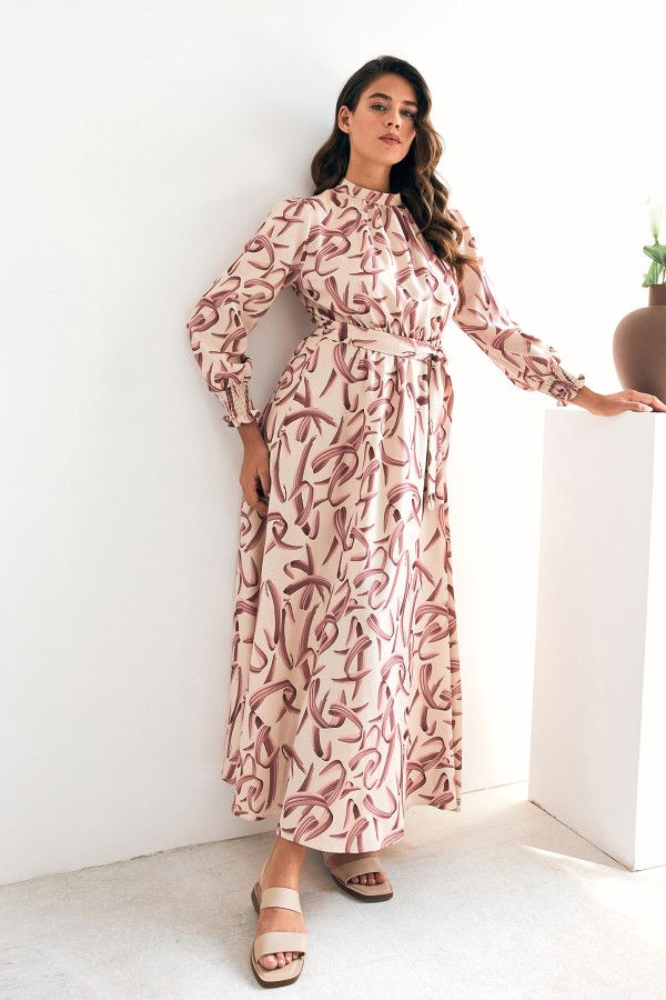 Vento Patterned Dress - Dusty Rose